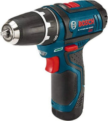 Bosch - 12 Volt 3/8" Chuck Pistol Grip Handle Cordless Drill - 0-350 & 0-1300 RPM, Reversible, 2 Lithium-Ion Batteries Included - Makers Industrial Supply