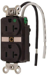 Hubbell Wiring Device-Kellems - 125 VAC, 20 Amp, 5-20R NEMA Configuration, Brown, Hospital Grade, Self Grounding Duplex Receptacle - 1 Phase, 2 Poles, 3 Wire, Flush Mount, Chemical, Corrosion and Impact Resistant, Tamper Resistant - Makers Industrial Supply