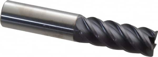 Accupro - 5/8", 5 Flute, Single End, Solid Carbide, 0.03" Corner Radius End Mill - 3-1/2" OAL, 45° Helix, Right Hand Flute, 1-5/8" LOC, Right Hand Cut - Makers Industrial Supply