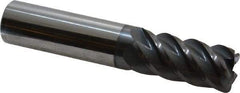 Accupro - 3/4", 5 Flute, Single End, Solid Carbide, 0.09" Corner Radius End Mill - 4" OAL, 45° Helix, Right Hand Flute, 1-5/8" LOC, Right Hand Cut - Makers Industrial Supply