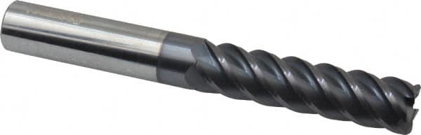 Accupro - 5/8", 5 Flute, Single End, Solid Carbide, 0.06" Corner Radius End Mill - 5" OAL, 45° Helix, Right Hand Flute, 2-1/2" LOC, Right Hand Cut - Makers Industrial Supply