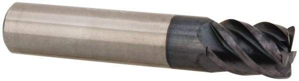 Accupro - 3/8", 5 Flute, Single End, Solid Carbide, 0.03" Corner Radius End Mill - 2" OAL, 45° Helix, Right Hand Flute, 1/2" LOC, Right Hand Cut - Makers Industrial Supply