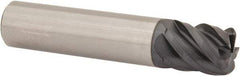 Accupro - 1/2", 5 Flute, Single End, Solid Carbide, 0.09" Corner Radius End Mill - 2-1/2" OAL, 45° Helix, Right Hand Flute, 5/8" LOC, Right Hand Cut - Makers Industrial Supply