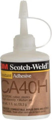 3M - 1 oz Bottle Yellow Instant Adhesive - Series CA40H, 5 to 40 sec Fixture Time, 24 hr Full Cure Time, Bonds to Cardboard, Cork Board, Fabric, Fiberglass, Foam, Metal, Paper, Plastic, Rubber & Vinyl - Makers Industrial Supply