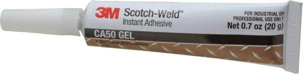 3M - 0.70 oz Tube Clear Instant Adhesive - Series CA50, 60 to 120 sec Fixture Time, 24 hr Full Cure Time, Bonds to Cardboard, Cork Board, Fabric, Fiberglass, Foam, Metal, Plastic, Rubber & Vinyl - Makers Industrial Supply