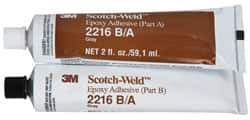 3M - 2 oz Tube Two Part Epoxy - 90 min Working Time, 3,200 psi Shear Strength, Series 2216 - Makers Industrial Supply