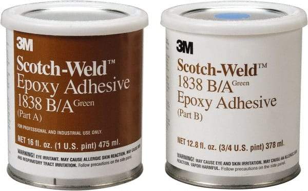 3M - 32 oz Can Two Part Epoxy - 60 min Working Time, 3,000 psi Shear Strength, Series 1838 - Makers Industrial Supply