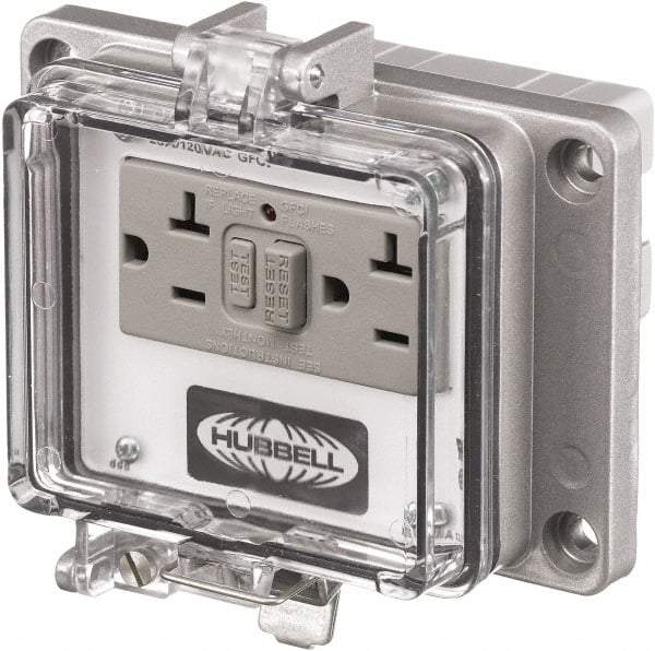 Hubbell Wiring Device-Kellems - 5-15R, 5-20R NEMA, 125 VAC, 20 Amp, GFCI Receptacle - Cast Aluminum, Panel Mount, Includes In Cabinet Receptacle - Makers Industrial Supply