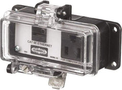 Hubbell Wiring Device-Kellems - 1 Port, 1 Power Receptacle, Ethernet, Clear Data Port Receptacle - 3.2 Inch Long x 1.6 Inch Deep x 4.45 Inch Wide, Aluminum, Surface Mount, Gray - Makers Industrial Supply