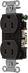 Hubbell Wiring Device-Kellems - 125 Volt, 15 Amp, 5-15R NEMA Configuration, Black, Specification Grade, Self Grounding Duplex Receptacle - 1 Phase, 2 Poles, 3 Wire, Flush Mount - Makers Industrial Supply