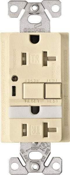 Cooper Wiring Devices - 1 Phase, 5-20R NEMA, 125 VAC, 20 Amp, Self Grounding, GFCI Receptacle - 2 Pole, Back and Side Wiring, Tamper Resistant, Thermoplastic Commercial, Specification Grade - Makers Industrial Supply