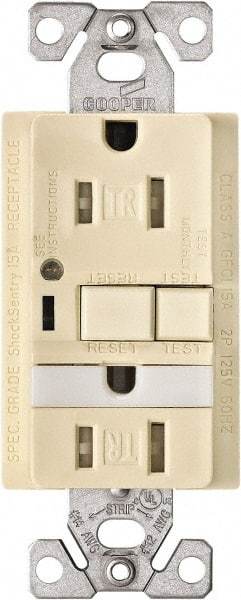 Cooper Wiring Devices - 1 Phase, 5-15R NEMA, 125 VAC, 15 Amp, Self Grounding, GFCI Receptacle - 2 Pole, Back and Side Wiring, Tamper Resistant, Thermoplastic Commercial, Specification Grade - Makers Industrial Supply