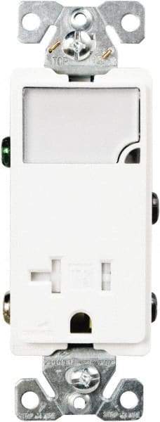 Cooper Wiring Devices - 2 Pole, 125 VAC, 20 Amp, 1 Outlet, Flush Mounted, Self Grounding, Tamper Resistant Combination Outlet with Night Light - 5-20R Configuration, Back Side Wiring, Thermoplastic Material, cULus Listed Standard - Makers Industrial Supply