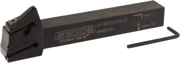 Seco - X4 Jet, External, Right Hand, 0.256" Max Depth of Cut, 0.031 to 0.118" Groove Width, Indexable Grooving Tool Holder - X4GK25..R Insert Compatibility, 3/4" Shank Height, 3/4" Shank Width, 6" OAL, Through Coolant - Makers Industrial Supply