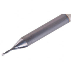 Iscar - 0.4mm Diam, 0.8mm LOC, 2 Flute Solid Carbide Ball End Mill - TiAlN Finish, Single End, 38mm OAL, 3mm Shank Diam, Spiral Flute - Makers Industrial Supply