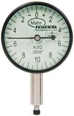 Mahr - 0.05" Range, 0-10-0 Dial Reading, 0.0005" Graduation Dial Drop Indicator - 1-1/4" Dial, 0.02" Range per Revolution, 0.0005" Accuracy, Revolution Counter - Makers Industrial Supply