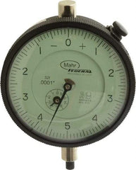 Mahr - 0.025" Range, 0-5-0 Dial Reading, 0.0001" Graduation Dial Drop Indicator - 2-3/4" Dial, 0.01" Range per Revolution, 0.0001" Accuracy, Revolution Counter - Makers Industrial Supply