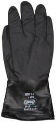 SHOWA - Size 2XL (11), 14" Long, 14 mil Thick, Butyl Chemical Resistant Gloves - Textured Finish, Rolled Cuff, ANSI Abrasion Level 0, ANSI Cut Level 0, ANSI Puncture Level 0, Black - Makers Industrial Supply