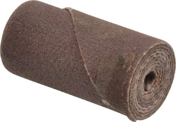 3M - 1/2" Max Roll Diam x 1" OAL, 320 Grit Aluminum Oxide Straight Cartridge Roll - 1/8" Pilot Hole Diam, Very Fine Grade, X Weighted Cloth Backing, 24,000 Max RPM - Makers Industrial Supply