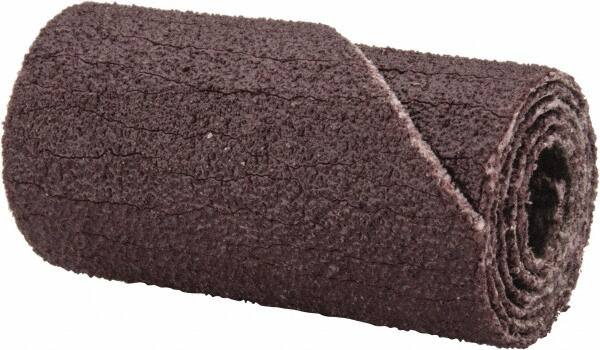 3M - 1/2" Max Roll Diam x 1" OAL, 120 Grit Aluminum Oxide Straight Cartridge Roll - 3/16" Pilot Hole Diam, Fine Grade, X Weighted Cloth Backing, 24,000 Max RPM - Makers Industrial Supply