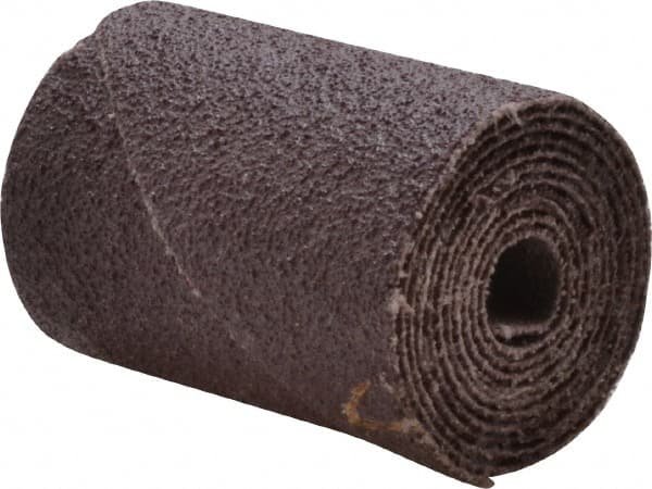 3M - 1" Max Roll Diam x 1-1/2" OAL, 80 Grit Aluminum Oxide Straight Cartridge Roll - 1/4" Pilot Hole Diam, Medium Grade, X Weighted Cloth Backing, 12,000 Max RPM - Makers Industrial Supply