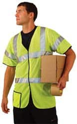 OccuNomix - Size S High Visibility Yellow Mesh General Purpose Vest - 32 to 34" Chest, ANSI 107-2015, Hook & Loop Closure, Polyester - Makers Industrial Supply