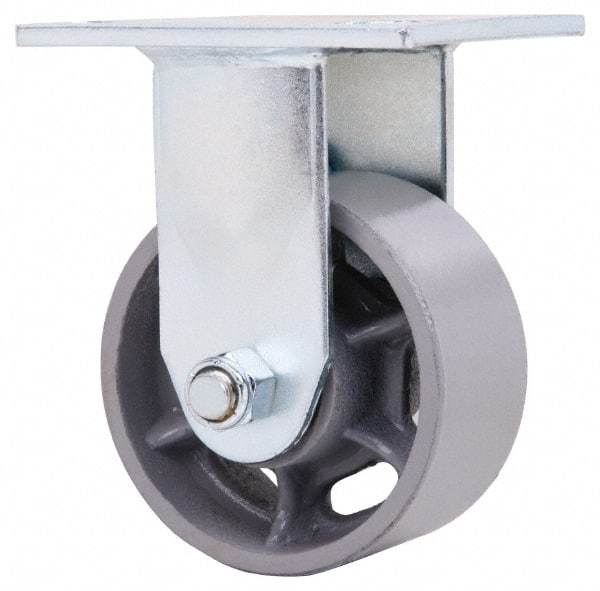 Value Collection - 4" Diam x 2" Wide x 5-5/8" OAH Top Plate Mount Rigid Caster - Semi-Steel, 700 Lb Capacity, Roller Bearing, 4 x 4-1/2" Plate - Makers Industrial Supply