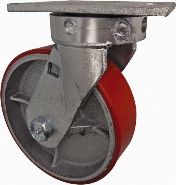 Value Collection - 8" Diam x 2-1/2" Wide x 10-1/8" OAH Top Plate Mount Swivel Caster - Polyurethane, 1,800 Lb Capacity, Roller Bearing, 4-1/2 x 6-1/2" Plate - Makers Industrial Supply