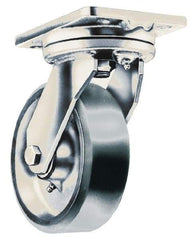 Fairbanks - 8" Diam x 2" Wide x 9-1/4" OAH Top Plate Mount Swivel Caster - Phenolic, 1,000 Lb Capacity, Roller Bearing, 4-1/2 x 6-1/4" Plate - Makers Industrial Supply