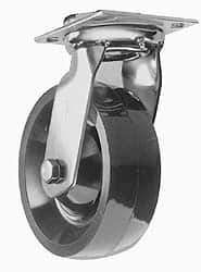 Albion - 6" Diam x 2" Wide x 7-1/2" OAH Top Plate Mount Swivel Caster - Phenolic, 500 Lb Capacity, Sealed Roller Bearing, 3-3/4 x 4-1/2" Plate - Makers Industrial Supply