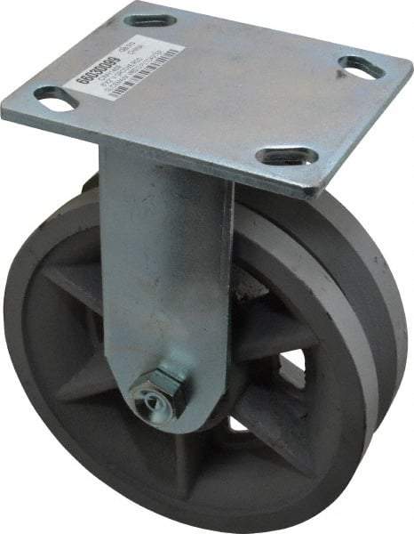 Value Collection - 6" Diam x 2" Wide, Metal With Groove Rigid Caster - 1,000 Lb Capacity, Top Plate Mount, 4" x 4-1/2" Plate, Roller Bearing - Makers Industrial Supply