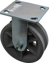 Value Collection - 6" Diam x 2" Wide, Metal With Groove Rigid Caster - 1,000 Lb Capacity, Top Plate Mount, 4" x 4-1/2" Plate, Roller Bearing - Makers Industrial Supply