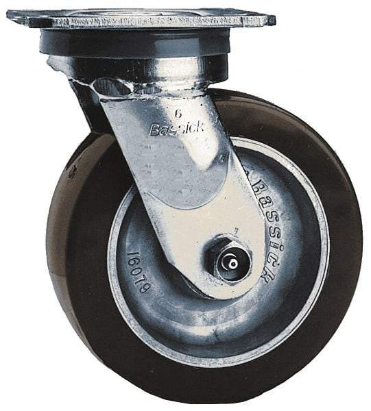 Albion - 3-1/4" Diam x 2" Wide x 5-1/4" OAH Top Plate Mount Swivel Caster - Phenolic, 800 Lb Capacity, Roller Bearing, 4 x 4-1/2" Plate - Makers Industrial Supply