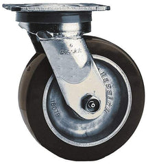 Albion - 6" Diam x 2" Wide x 7-1/2" OAH Top Plate Mount Swivel Caster - Polyolefin, 700 Lb Capacity, Roller Bearing, 4 x 4-1/2" Plate - Makers Industrial Supply