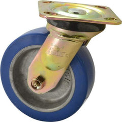 Albion - 6" Diam x 2" Wide x 7-1/2" OAH Top Plate Mount Swivel Caster - Polyurethane, 1,100 Lb Capacity, Roller Bearing, 4 x 4-1/2" Plate - Makers Industrial Supply