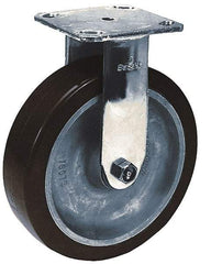 Albion - 6" Diam x 2" Wide x 7-1/2" OAH Top Plate Mount Rigid Caster - Phenolic, 900 Lb Capacity, Roller Bearing, 4 x 4-1/2" Plate - Makers Industrial Supply