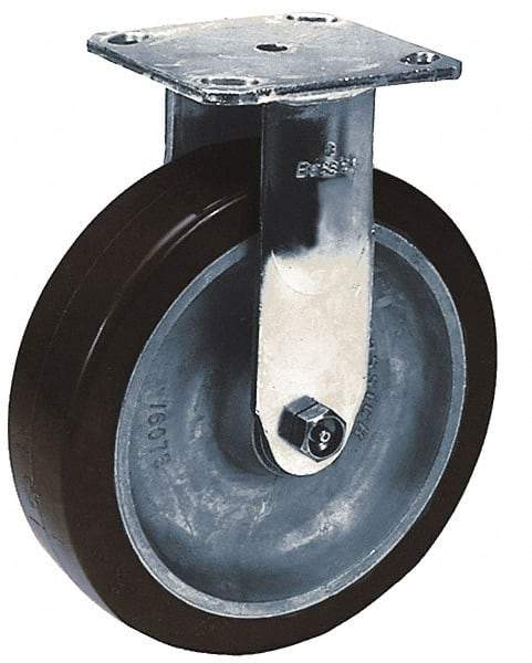 Albion - 8" Diam x 2" Wide x 9-1/2" OAH Top Plate Mount Rigid Caster - Phenolic, 900 Lb Capacity, Roller Bearing, 4 x 4-1/2" Plate - Makers Industrial Supply