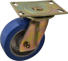 Albion - 6" Diam x 2" Wide x 7-1/2" OAH Top Plate Mount Swivel Caster - Polyurethane, 1,750 Lb Capacity, Sealed Roller Bearing, 4-1/2 x 6-5/16" Plate - Makers Industrial Supply