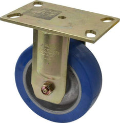 Albion - 6" Diam x 2" Wide x 7-1/2" OAH Top Plate Mount Rigid Caster - Polyurethane, 1,750 Lb Capacity, Sealed Roller Bearing, 4-1/2 x 6-5/16" Plate - Makers Industrial Supply