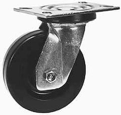 Albion - 6" Diam x 2" Wide x 7-1/2" OAH Top Plate Mount Swivel Caster - Phenolic, 1,500 Lb Capacity, Sealed Roller Bearing, 4-1/2 x 6-5/16" Plate - Makers Industrial Supply