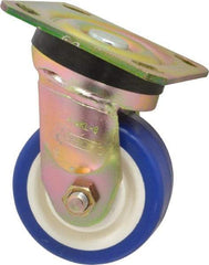 Albion - 4" Diam x 2" Wide x 5-5/8" OAH Top Plate Mount Swivel Caster - Polyurethane, 600 Lb Capacity, Roller Bearing, 4 x 4-1/2" Plate - Makers Industrial Supply