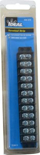 Ideal - 12 Poles, 300 Volt, 30 Amp, -40 to 266°F, Polyester Thermoplastic, Polyester Thermoplastic Multipole Terminal Block - Zinc Plated Steel, 22 to 14 AWG Compatibility, 0.41 Inch High - Makers Industrial Supply