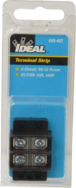 Ideal - 2 Poles, 300 Volt, 30 Amp, -40 to 266°F, Polyester Thermoplastic, Polyester Thermoplastic Multipole Terminal Block - Zinc Plated Steel, 22 to 12 AWG Compatibility, 0.56 Inch High - Makers Industrial Supply