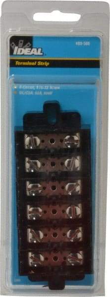 Ideal - 6 Poles, 600 Volt, 60 Amp, -40 to 266°F, Polyester Thermoplastic, Polyester Thermoplastic Multipole Terminal Block - Nickle Plated Brass, 22 to 6 AWG Compatibility, 1-1/4 Inch High - Makers Industrial Supply