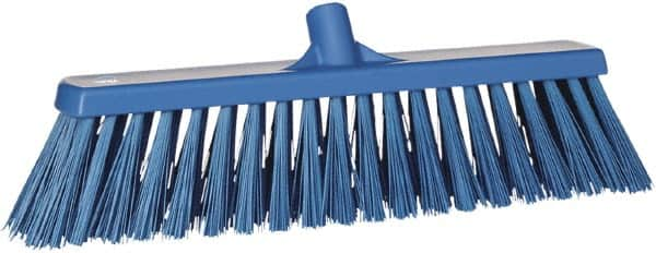 Vikan - 19" Heavy Duty Synthetic Push Broom - 4-1/2" Bristle Length, Plastic Block, European Threaded Handle Connection - Makers Industrial Supply