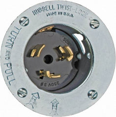 Hubbell Wiring Device-Kellems - 250 VAC, 50 Amp, Self Grounding Inlet - 3 Poles, 4 Wire, Male End, Metallic - Makers Industrial Supply