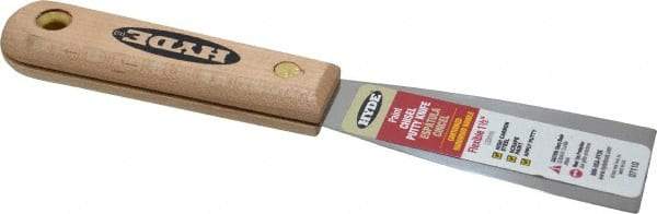 Hyde Tools - 1-1/2" Wide Steel Putty Knife - Flexible, Hardwood Handle, 7-3/4" OAL - Makers Industrial Supply