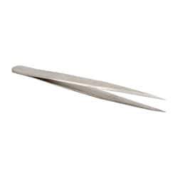 Value Collection - 4-1/2" OAL 1-SA Dumont-Style Swiss Pattern Tweezers - Tapered Shanks with Beveled Edges, Sharp Points - Makers Industrial Supply