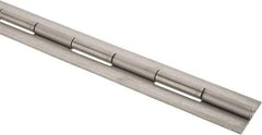 Made in USA - 48" Long x 2" Wide, 2" Knuckle, Stainless Steel Continuous Hinge - 1/4" Pin Diam, 0.12" Thick without Holes - Makers Industrial Supply