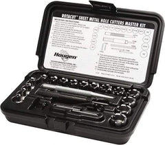 Hougen - 21 Piece, 1/4 to 3/4" Cutter Diam, 1/4" Cutting Depth, High Speed Steel Annular Cutter Set - Bright Finish, 1/4 to 3/4" Cutter Diams, 3 Flats on Shank - Makers Industrial Supply